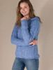 Cable Knit Hoodie with Celtic Knot Zipper Pull - Wedgewood