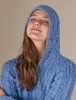 Cable Knit Hoodie with Celtic Knot Zipper Pull - Wedgewood