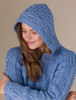 Cable Knit Hoodie with Celtic Knot Zipper Pull - Wedgewood
