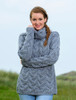 Super Soft Chunky Cable Cowl Neck Aran - Ocean Grey