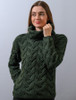 Super Soft Chunky Cable Cowl Neck Aran - Seaweed