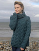 Super Soft Chunky Cable Cowl Neck Aran - Irish Sea