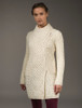 Cable Knit Coatigan with Celtic Knot Side Zip - White