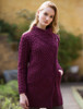 Cable Knit Coatigan with Celtic Knot Side Zip - Wine