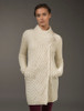 Cable Knit Coatigan with Celtic Knot Side Zip - White