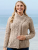Aran Cable Crossover Neck Sweater - Parsnip