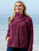 Aran Cable Crossover Neck Sweater - Wine