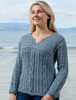 Women's Keyhole Crew Neck Sweater - Misty Blue