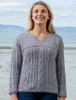 Women's Keyhole Crew Neck Sweater --soft grey
