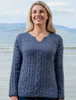 Women's Keyhole Crew Neck Sweater - Denim