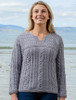 Women's Keyhole Crew Neck Sweater - Soft Grey