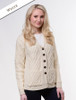 Revere Button Collar Aran Cardigan - White