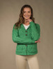 Revere Button Collar Aran Cardigan - Green Marl