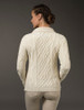 Revere Button Collar Aran Cardigan - White