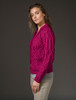 Revere Button Collar Aran Cardigan - Raspberry