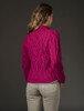 Revere Button Collar Aran Cardigan - Raspberry