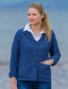 Revere Button Collar Aran Cardigan - Blue Marl