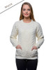 Cable Crew Neck Sweater with Pockets - White