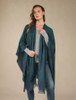 Lambswool Celtic Ruana Wrap - Blue Teal Checks