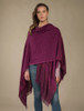 Lambswool Celtic Ruana Wrap - Burgundy Pink