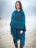 Lambswool Celtic Ruana Wrap - Teal Blue Checks