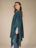 Lambswool Celtic Ruana Wrap - Blue Teal Checks