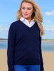 Womens Lambswool V-Neck Sweater - Navy