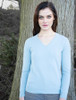 Womens Lambswool V-Neck Sweater - Blue Ocean