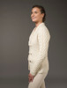 Shawl Neck Two-Tone Merino Cardigan - Natural White