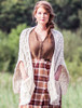 Aran Shawl Wrap with Pockets - Natural White