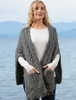 Aran Shawl Wrap with Pockets - Grey