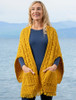 Aran Shawl Wrap with Pockets - Sunflower Yellow