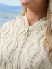 Women's Merino Wool Cable Knit Hoodie - White