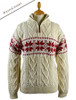 Women's Winter Fair Isle Zip-Neck Aran - Natural/Cherry