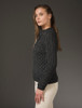 Cowl Button Neck Aran Sweater - Charcoal