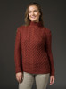 Super Soft Polo Neck Aran Sweater - Sienna