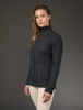 Super Soft Polo Neck Aran Sweater - Charcoal