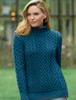 Super Soft Polo Neck Aran Sweater - Teal