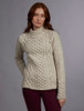 Women's Wool Cashmere Aran Mock Turtleneck Sweater - Chalkstone