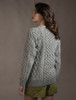 Women's Oversized Wool Cashmere Aran Sweater - Silver