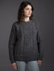 Women's Oversized Wool Cashmere Aran Sweater - Navy Marl