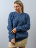 Women's Oversized Wool Cashmere Aran Sweater - Blue Ocean
