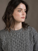 Women's Oversized Wool Cashmere Aran Sweater - Middle Grey