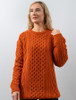 Women's Oversized Wool Cashmere Aran Sweater -  Terracotta