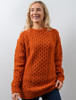 Women's Oversized Wool Cashmere Aran Sweater -  Terracotta