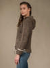 Wool Hoodie with Pouch Pocket - Brown