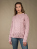 Women's Super Soft Aran Crew Neck Sweater - Winter Rose