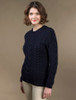 Women's Super Soft Aran Crew Neck Sweater - Ink