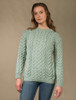 Women's Super Soft Aran Crew Neck Sweater - Seafoam Green