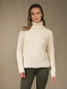 Women's Merino Ribbed Turtleneck Sweater - White